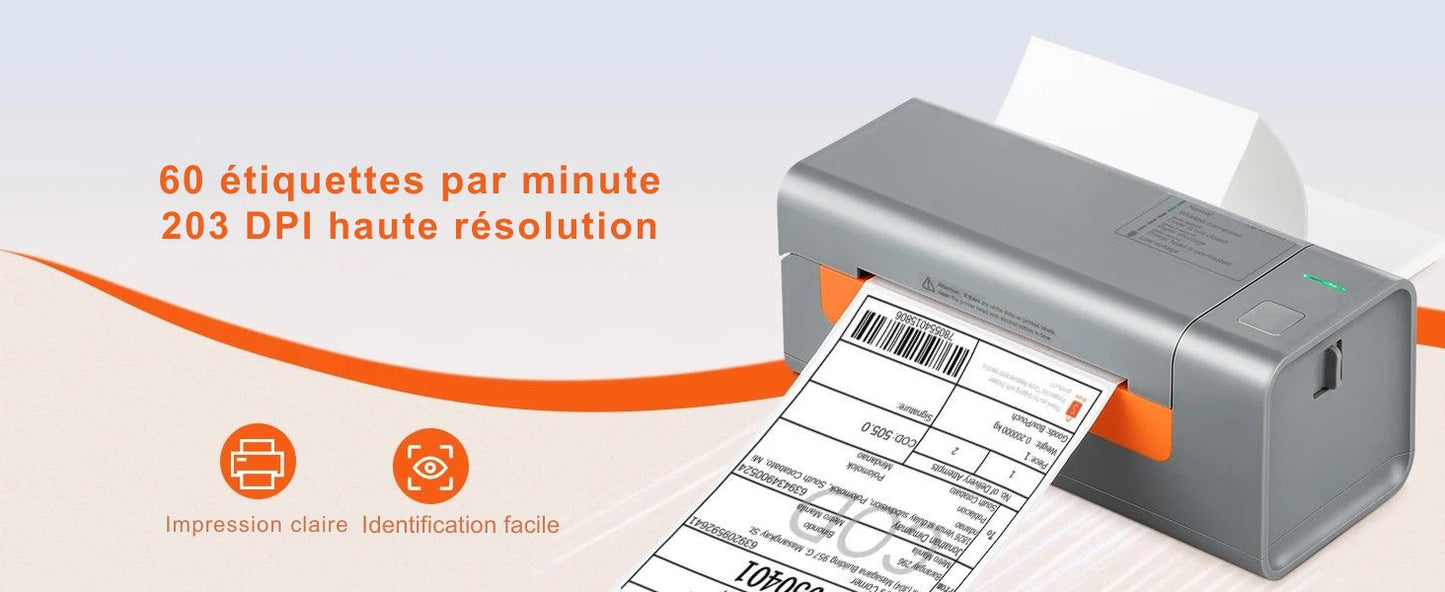 Printiup Label Flex - Imprimante Thermique Étiquettes 4x6 USB – Reconnaissance Automatique – Compatible Windows, Mac & Linux