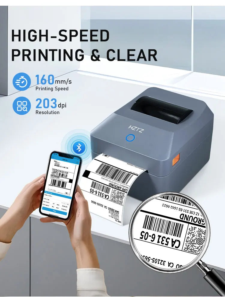 Printiup Label Max - Imprimante Thermique Étiquettes 4x6 Haut Débit – Bluetooth, Wi-Fi & USB – Compatible iPhone, Android, Mac & Windows