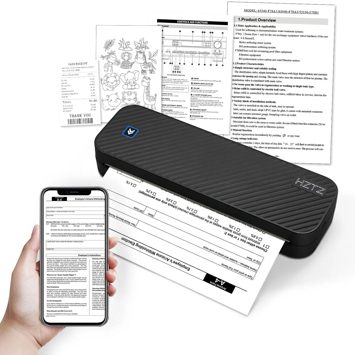 Printiup A4 Work – Imprimante Thermique Portable Étudiant – Sans Encre Bluetooth – Impression PDF, Word & Excel (Maison, Bureau, École, Travail)