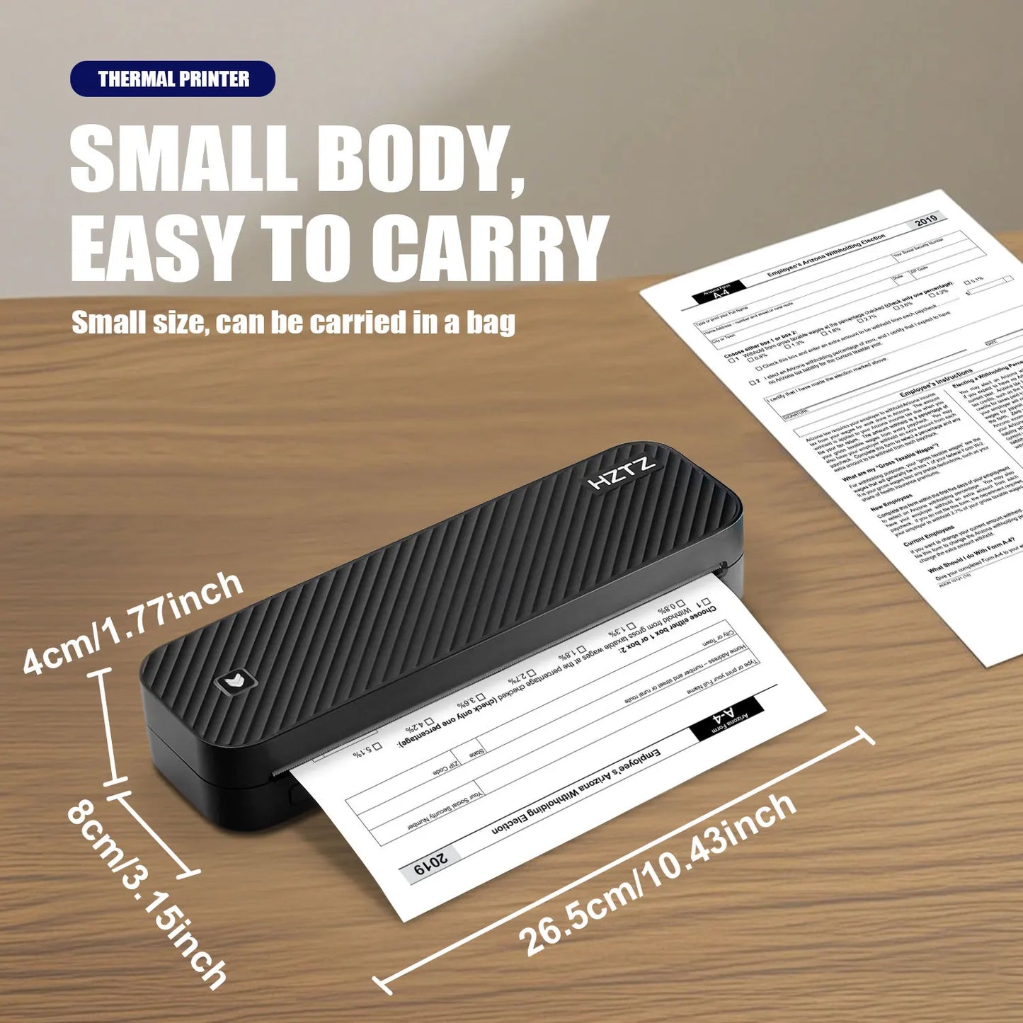 Printiup A4 Work – Imprimante Thermique Portable Étudiant – Sans Encre Bluetooth – Impression PDF, Word & Excel (Maison, Bureau, École, Travail)