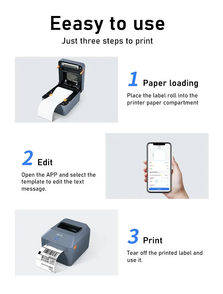 Printiup Label Max - Imprimante Thermique Étiquettes 4x6 Haut Débit – Bluetooth, Wi-Fi & USB – Compatible iPhone, Android, Mac & Windows