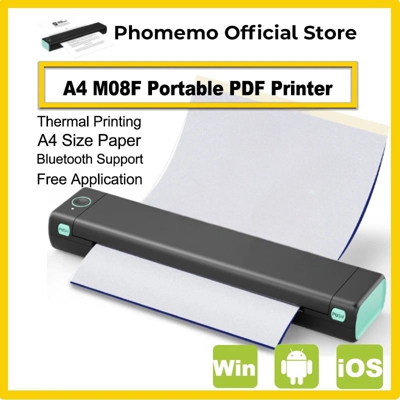 Printiup A4 – Mini imprimante Thermique Portable A4 Bluetooth Maison & Bureau, Compatible iOS Android PC