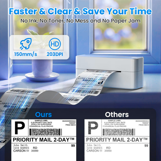 Printiup Label Air - Imprimante Thermique Étiquettes 4x6 Bluetooth Sans Fil – Compatible iPhone, Android, Mac & Windows