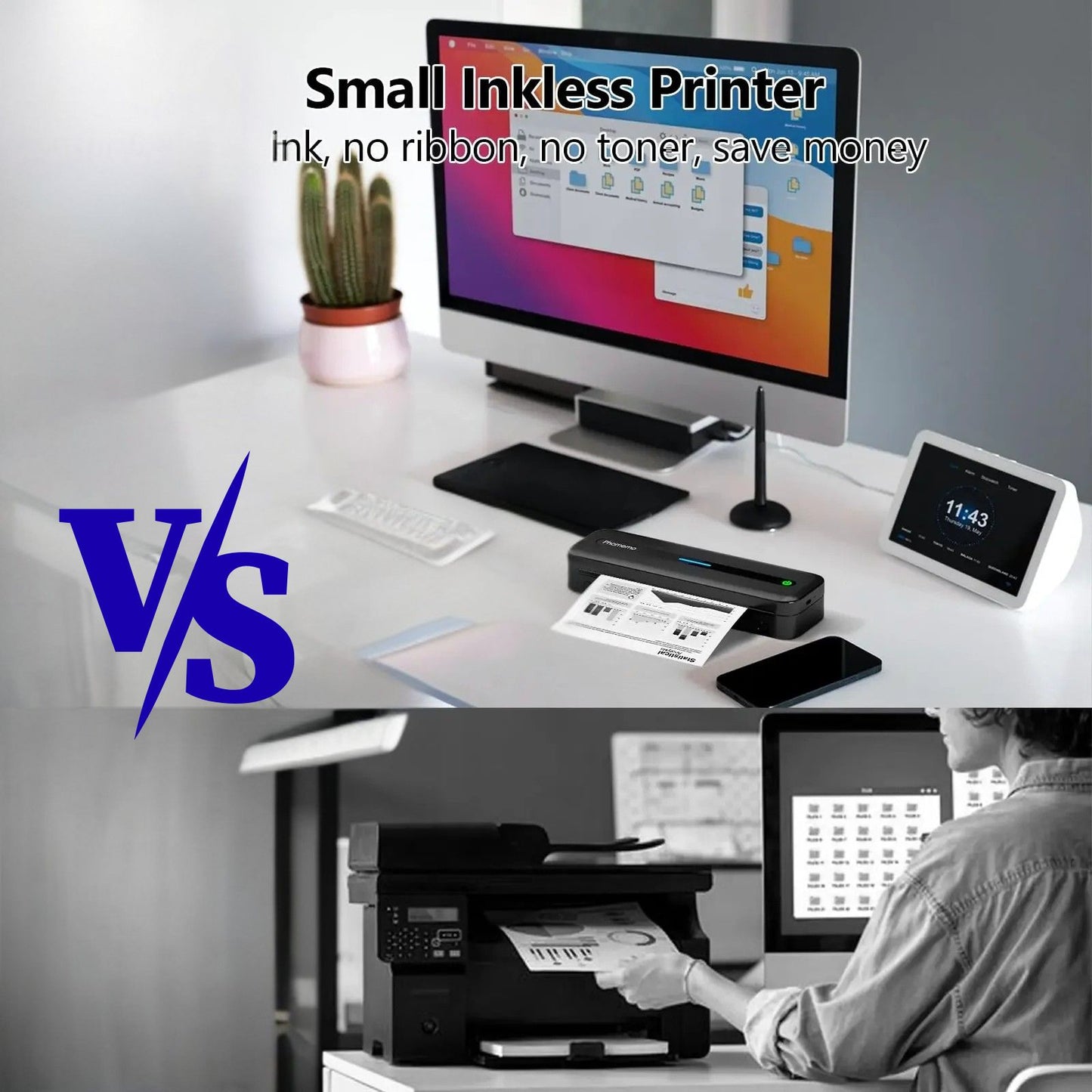 Printiup Core – Imprimante Thermique Portable Sans Encre A4 & Letter – Bluetooth Sans Fil