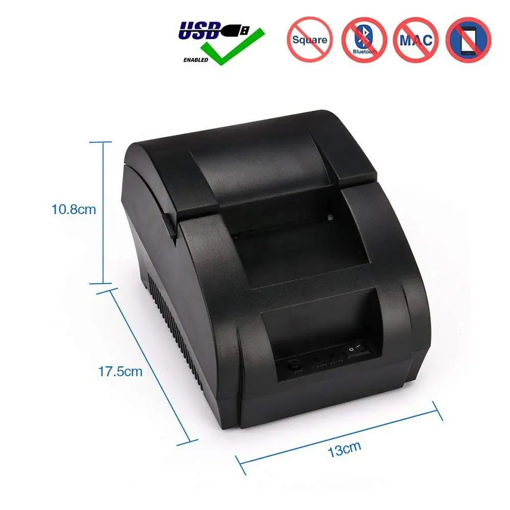 Printiup POS Pro - Imprimante Thermique Caisse Portable 58 mm – Bluetooth & USB – Multi-OS