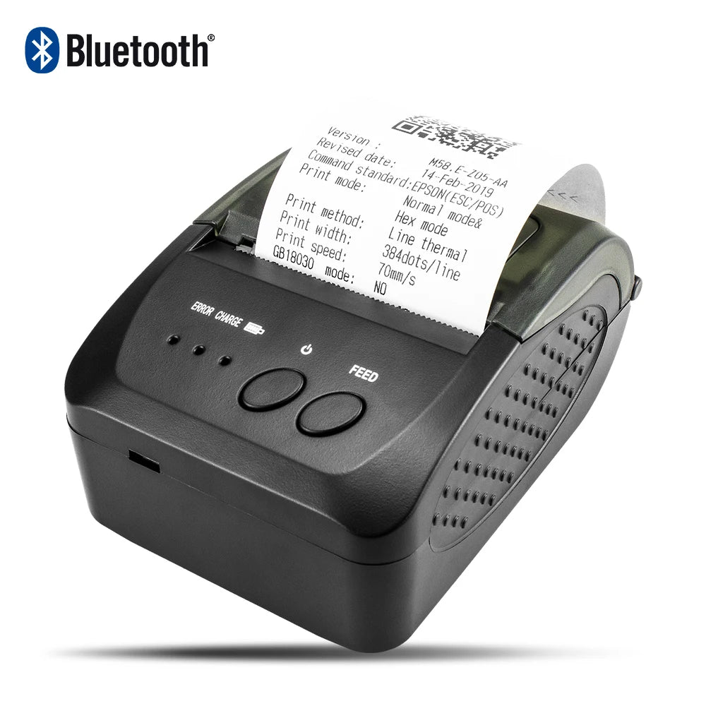 Printiup POS Pro - Imprimante Thermique Caisse Portable 58 mm – Bluetooth & USB – Multi-OS