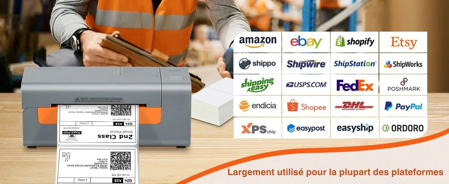 Printiup Label Flex - Imprimante Thermique Étiquettes 4x6 USB – Reconnaissance Automatique – Compatible Windows, Mac & Linux