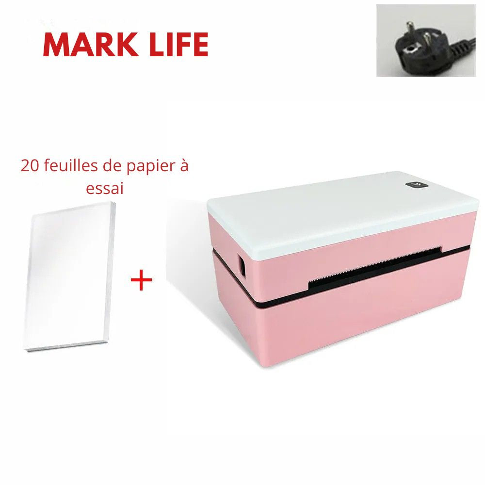 Printiup Label Rose - Imprimante Thermique Étiquettes 4x6 Bluetooth – Compacte & Économique – Compatible iPhone, Android, Mac & Windows