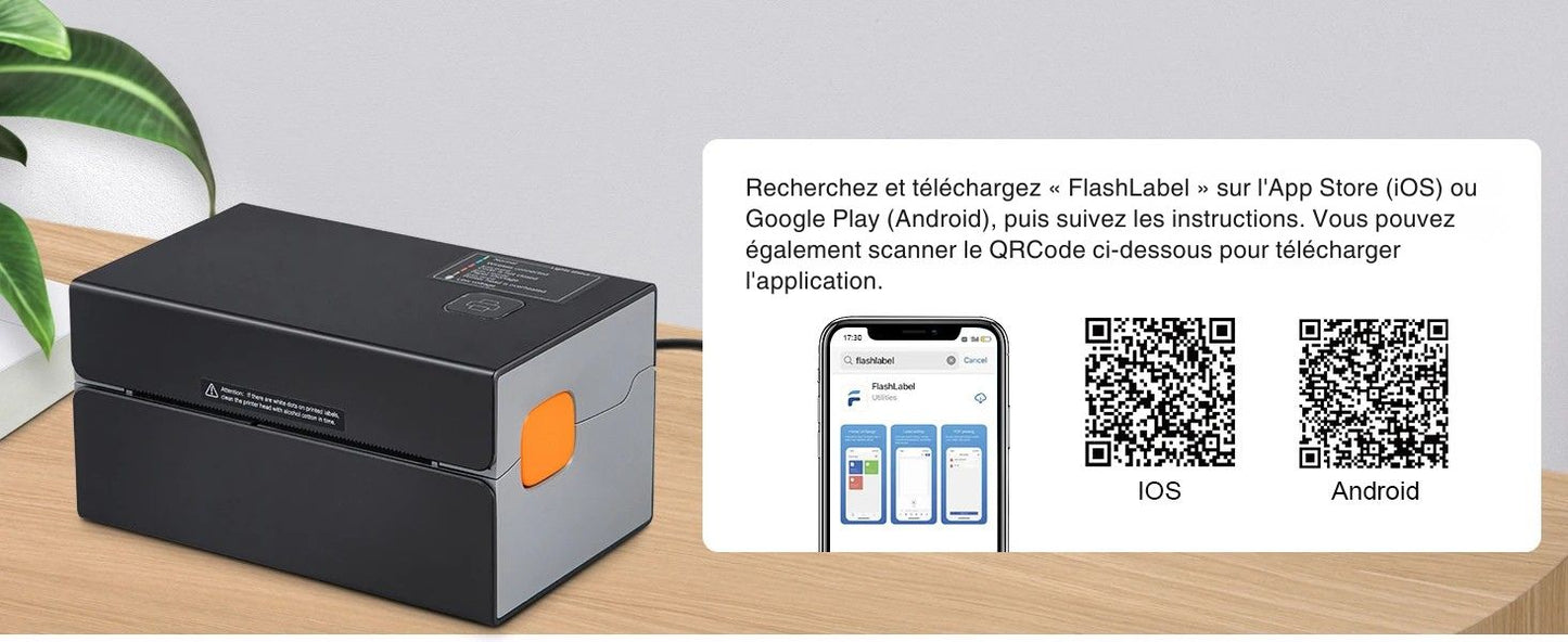Printiup Label Edge – Imprimante Thermique Étiquettes 4x6 – Bluetooth & USB