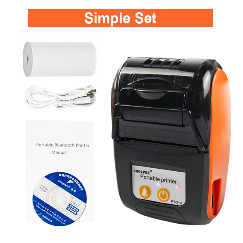 Printiup POS Go - Imprimante Thermique Caisse Portable 58 mm – Bluetooth & USB – Avec Batterie Rechargeable