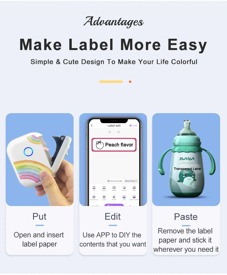 Printiup Label Go – Étiqueteuse Thermique Portable Bluetooth 14 mm – Créateurs & DIY