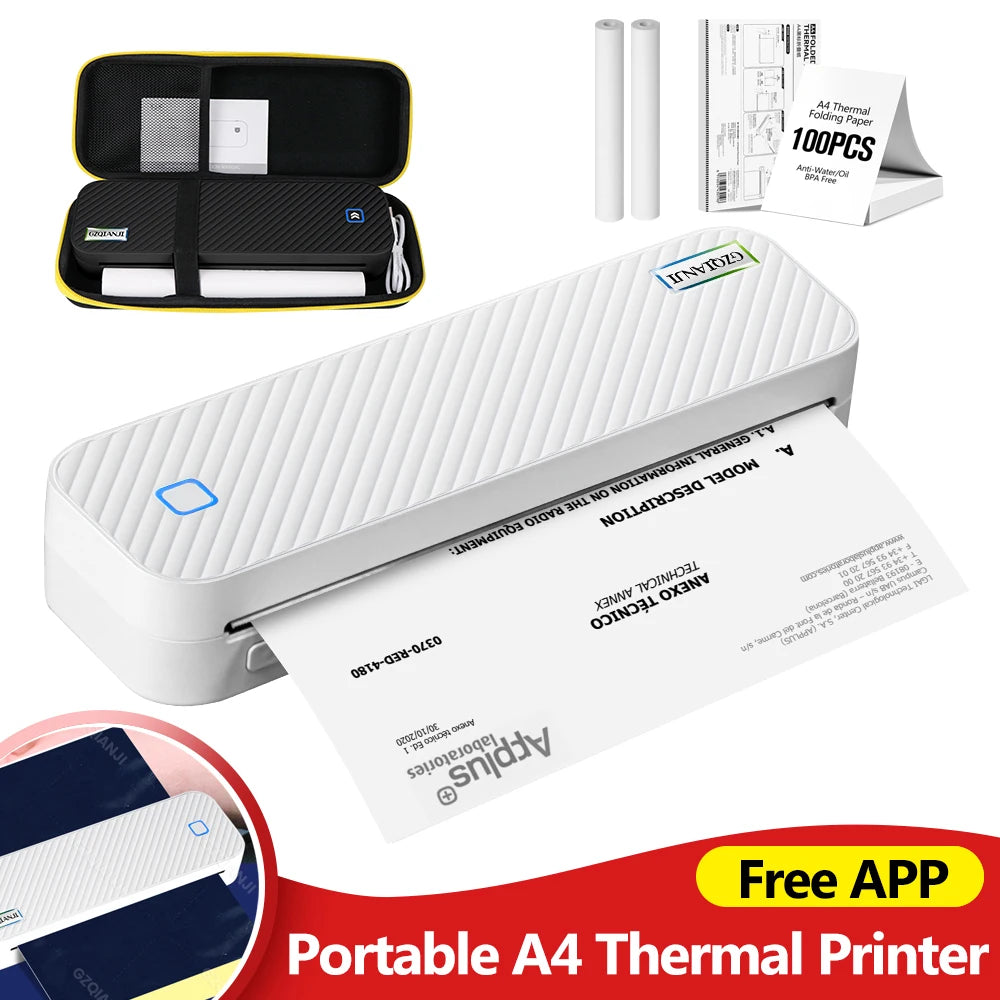 Printiup A4 Max – Imprimante Thermique portable Premium – Bluetooth Sans Encre – Impression Documents & Photos (Maison, Bureau, École, Voyage)