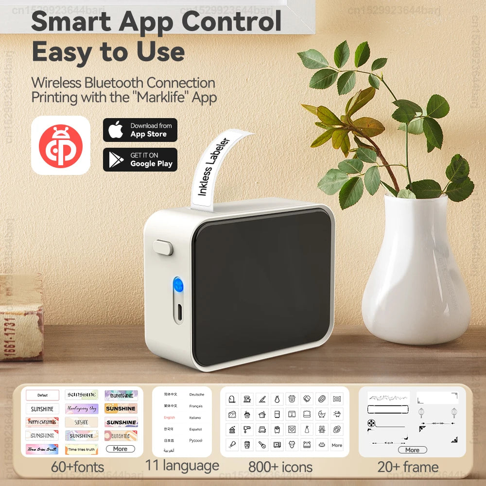 Printiup Label Pocket – Étiqueteuse Thermique Portable Bluetooth 15 mm – Bureau & Étudiants
