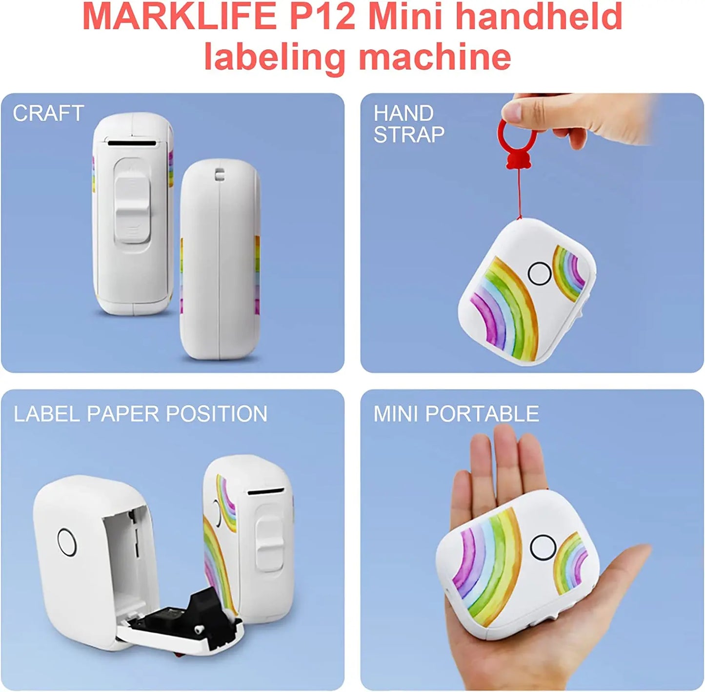 Printiup Label Go – Étiqueteuse Thermique Portable Bluetooth 14 mm – Créateurs & DIY