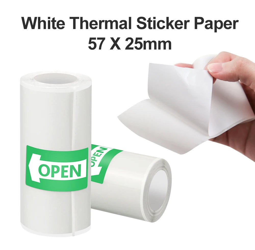 57*25MM Thermal Paper Label Sticker Adhesive Rolls Paper For Mini Printer Instant Print Kids Camera Printing Paper Replacement