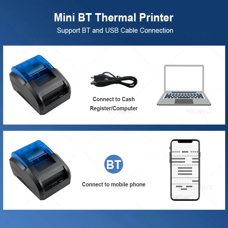Printiup POS Flex - Imprimante Thermique Caisse 58 mm – Bluetooth & USB – Compatible iOS, Android, Windows & Mac
