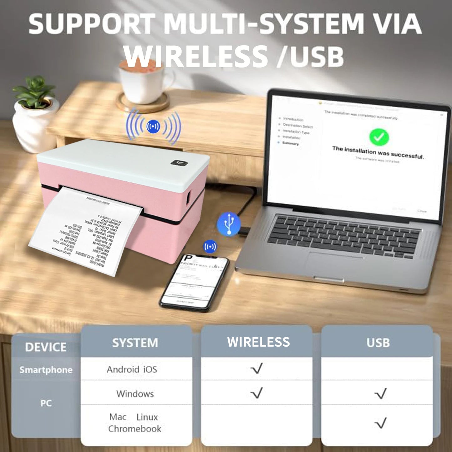 Printiup Label Go - Imprimante Thermique Étiquettes 4x6 Bluetooth – Compacte & Économique – Compatible iPhone, Android, Mac & Windows