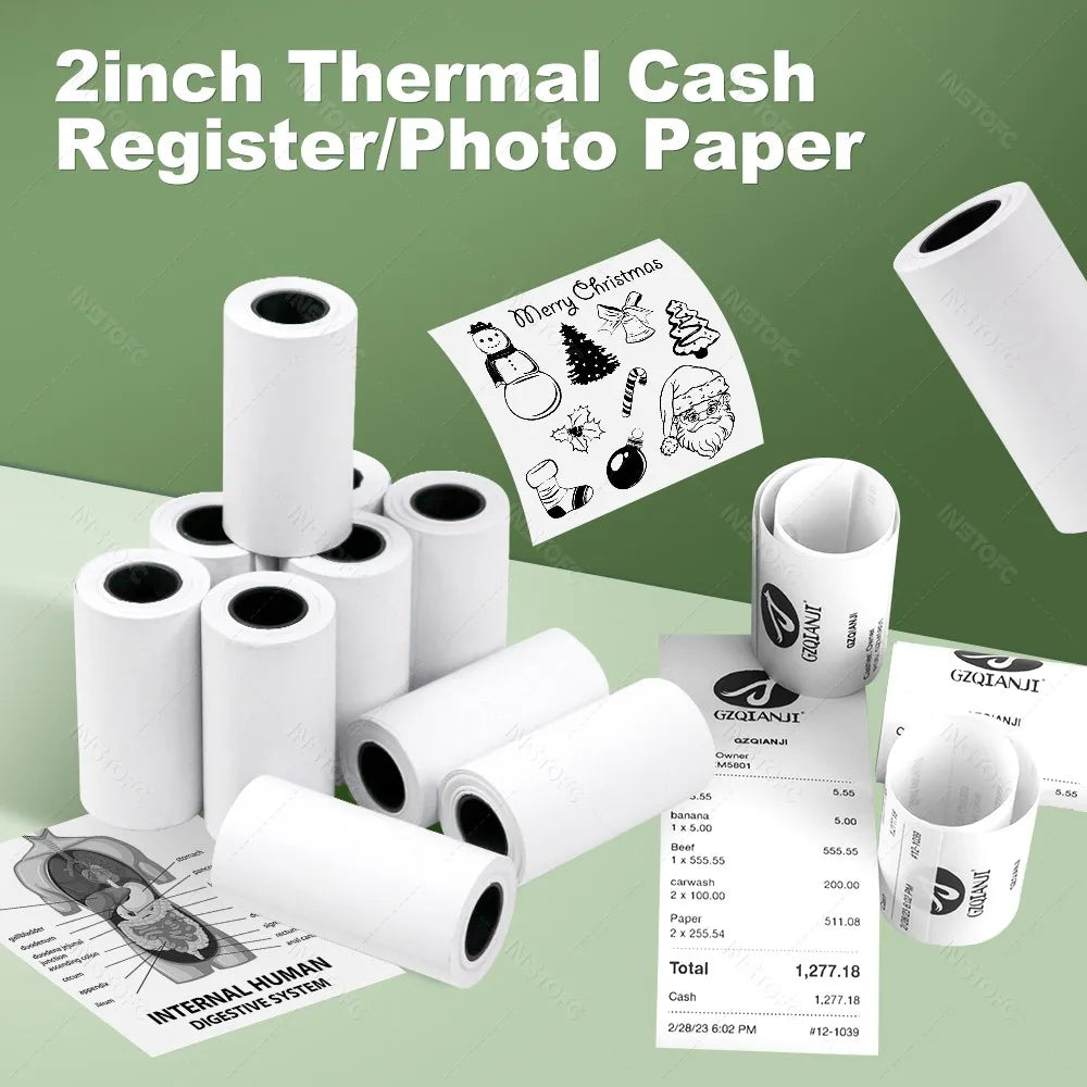 57*25MM Thermal Paper Label Sticker Adhesive Rolls Paper For Mini Printer Instant Print Kids Camera Printing Paper Replacement