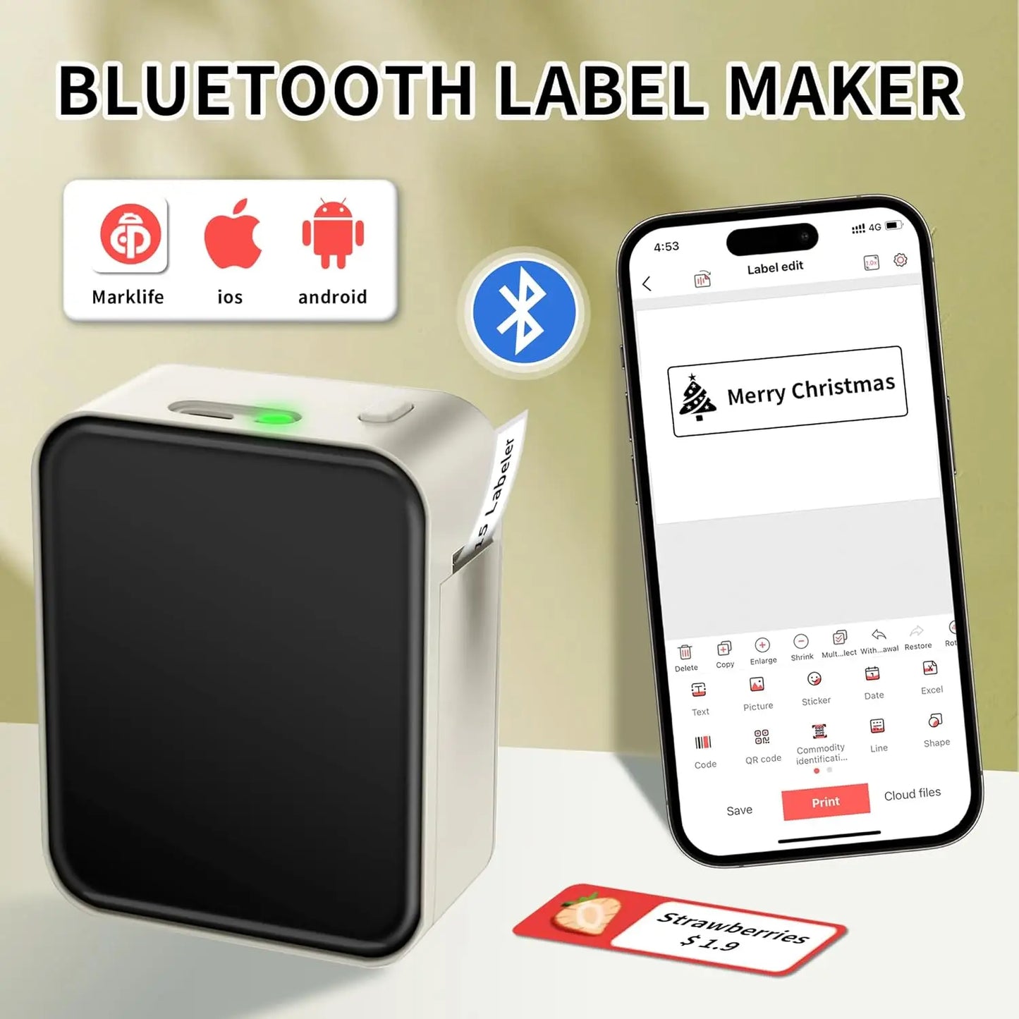 Printiup Label Max – Étiqueteuse Thermique Bluetooth 15 mm – Professionnelle