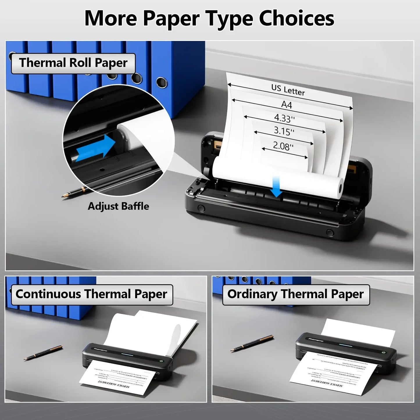 Printiup Core – Imprimante Thermique Portable Sans Encre A4 & Letter – Bluetooth Sans Fil
