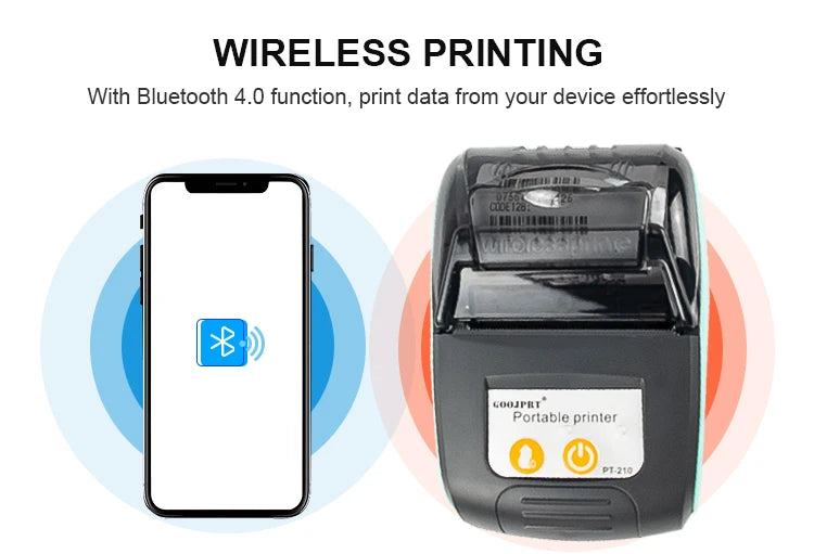 Printiup POS Go - Imprimante Thermique Caisse Portable 58 mm – Bluetooth & USB – Avec Batterie Rechargeable