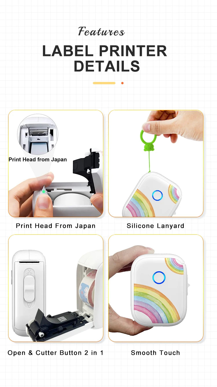 Printiup Label Go – Étiqueteuse Thermique Portable Bluetooth 14 mm – Créateurs & DIY