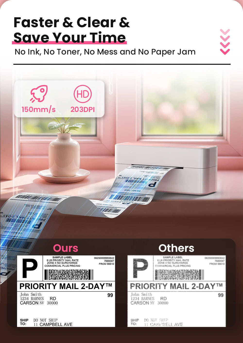 Printiup Label Air - Imprimante Thermique Étiquettes 4x6 Bluetooth Sans Fil – Compatible iPhone, Android, Mac & Windows