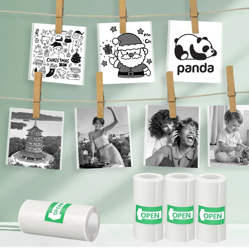 57*25MM Thermal Paper Label Sticker Adhesive Rolls Paper For Mini Printer Instant Print Kids Camera Printing Paper Replacement