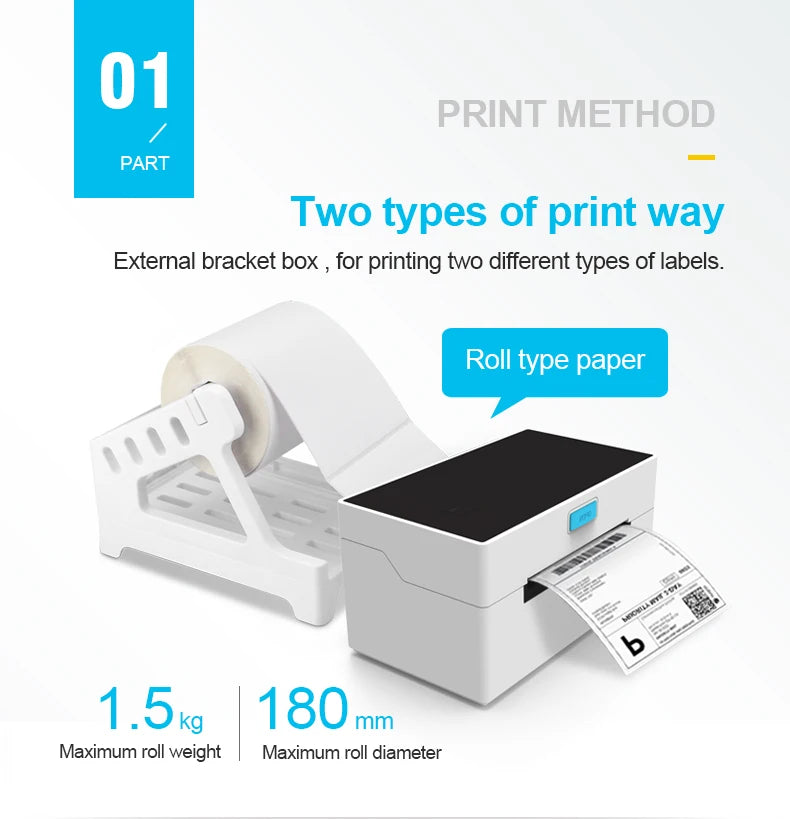 Printiup Label One – imprimante Thermique Étiquettes 4x6 Bluetooth – Compatible Windows, Mac, iOS & Android