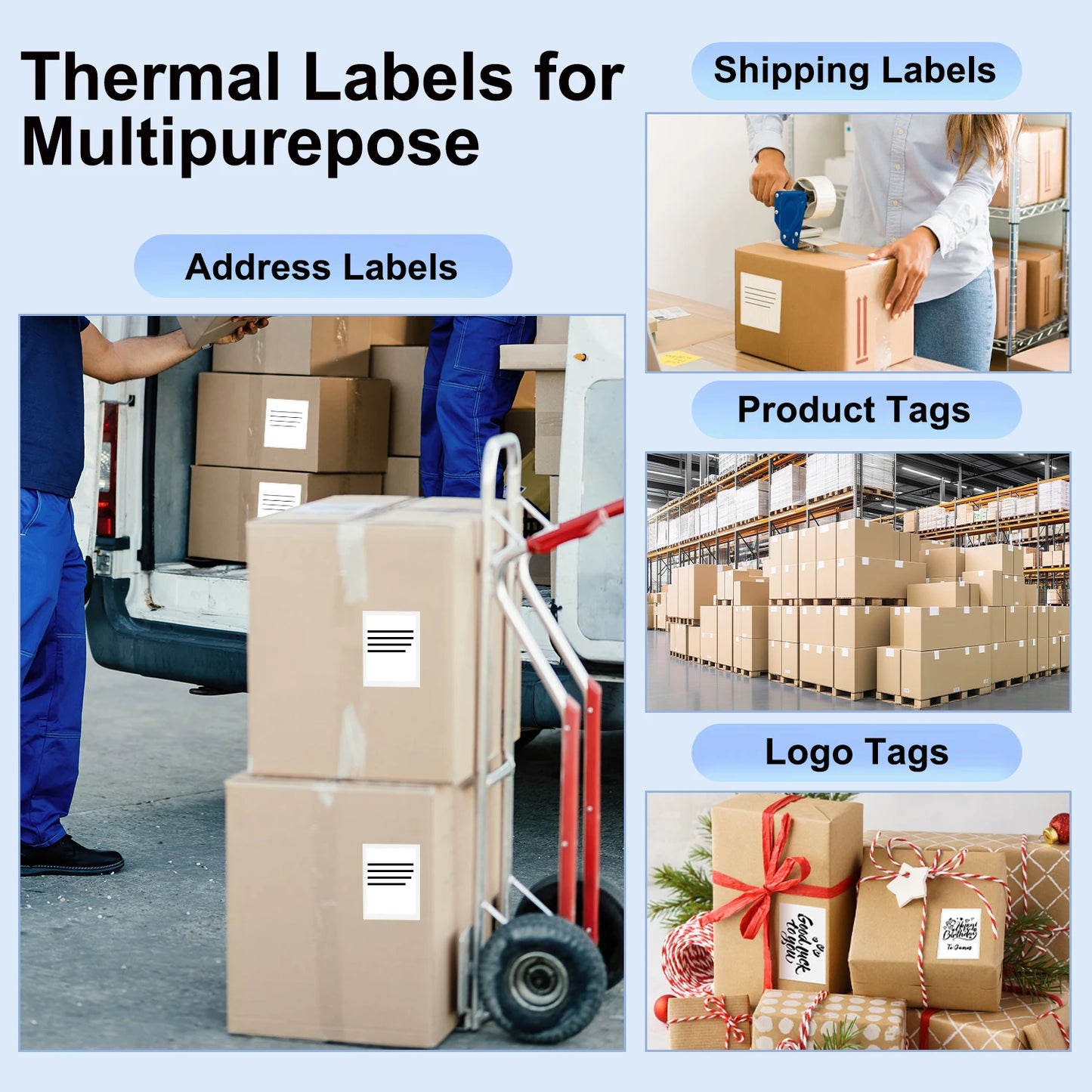 Printiup Label Go - Imprimante Thermique Étiquettes 4x6 Bluetooth – Compacte & Économique – Compatible iPhone, Android, Mac & Windows