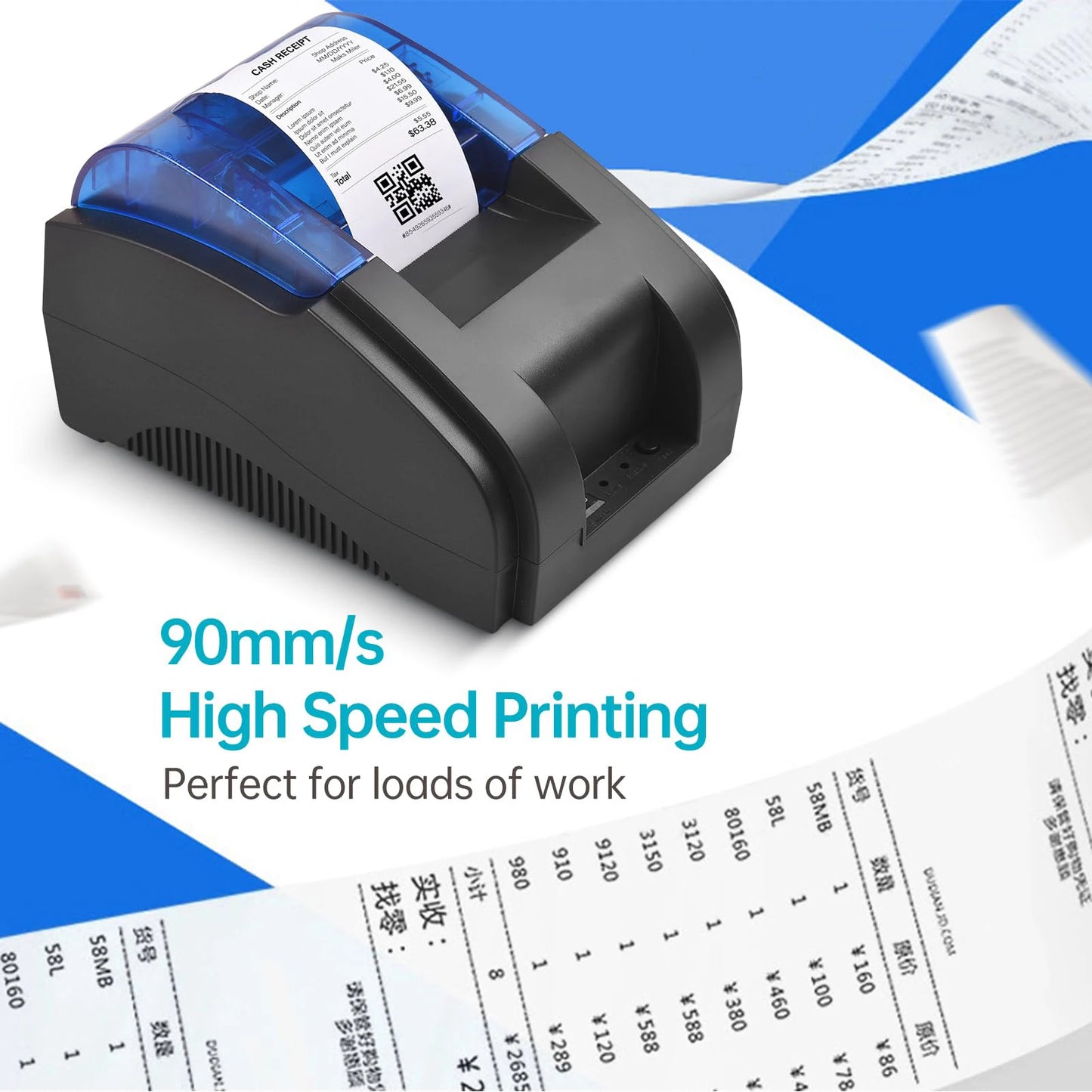 Printiup POS Flex - Imprimante Thermique Caisse 58 mm – Bluetooth & USB – Compatible iOS, Android, Windows & Mac
