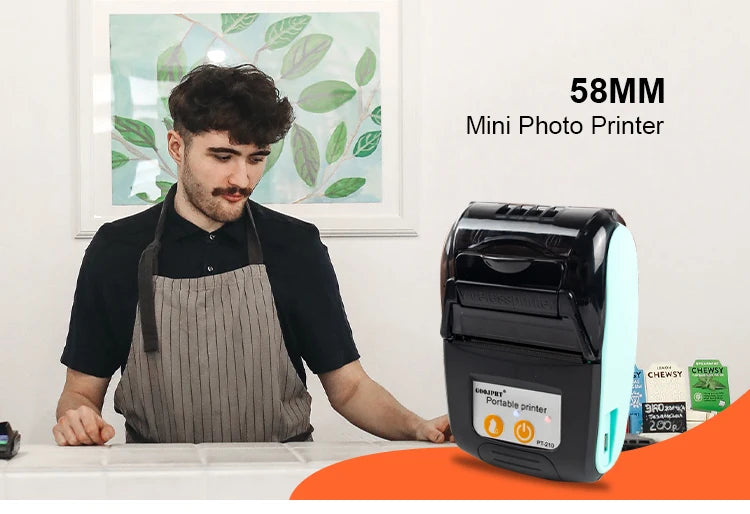 Printiup POS Go - Imprimante Thermique Caisse Portable 58 mm – Bluetooth & USB – Avec Batterie Rechargeable