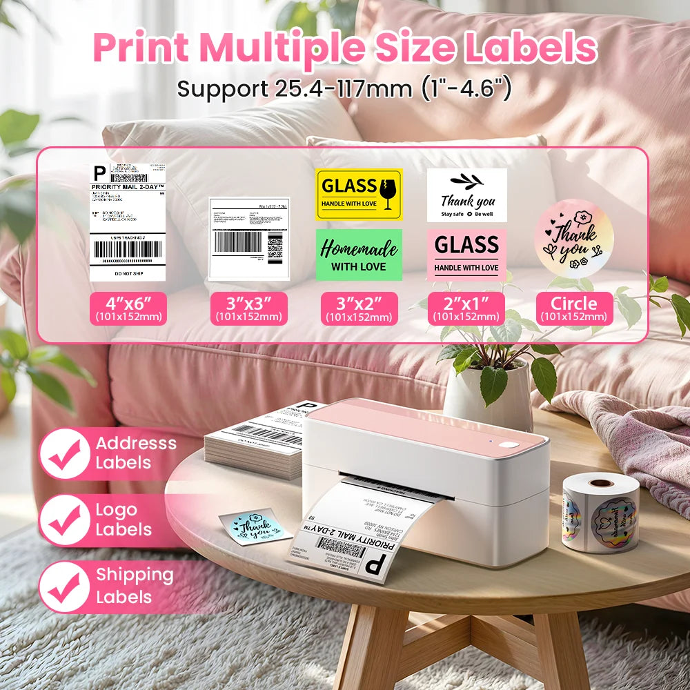 Printiup Label Air - Imprimante Thermique Étiquettes 4x6 Bluetooth Sans Fil – Compatible iPhone, Android, Mac & Windows