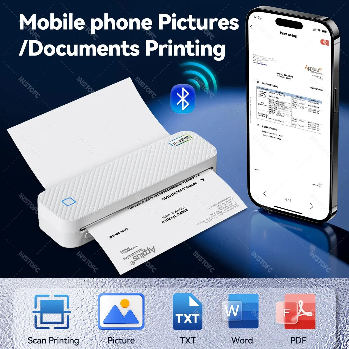 Printiup A4 Max – Imprimante Thermique portable Premium – Bluetooth Sans Encre – Impression Documents & Photos (Maison, Bureau, École, Voyage)