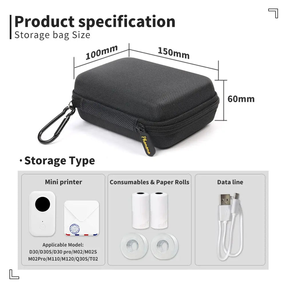 Case Compatible with Phomemo Q30 D30 Label Printer Storage Holder for NIIMBOT D11 D110 Sticker Maker Labeler Organizer Bag
