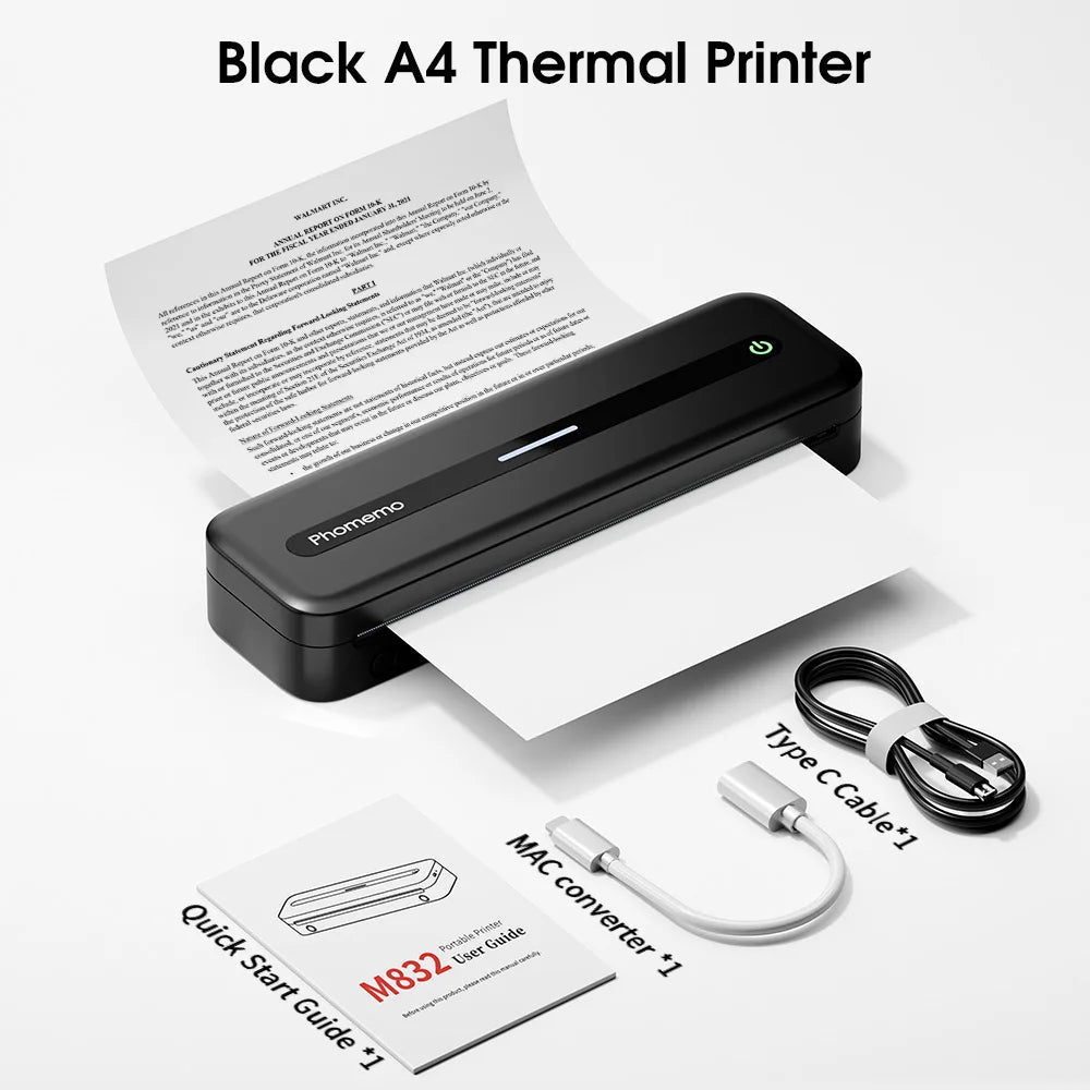 Printiup Core – Imprimante Thermique Portable Sans Encre A4 & Letter – Bluetooth Sans Fil