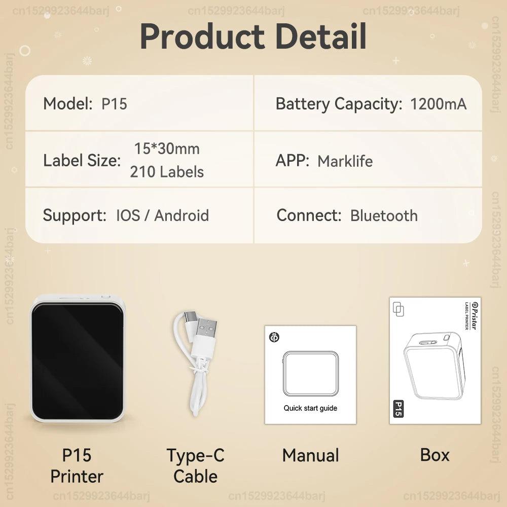 Printiup Label Pocket – Étiqueteuse Thermique Portable Bluetooth 15 mm – Bureau & Étudiants