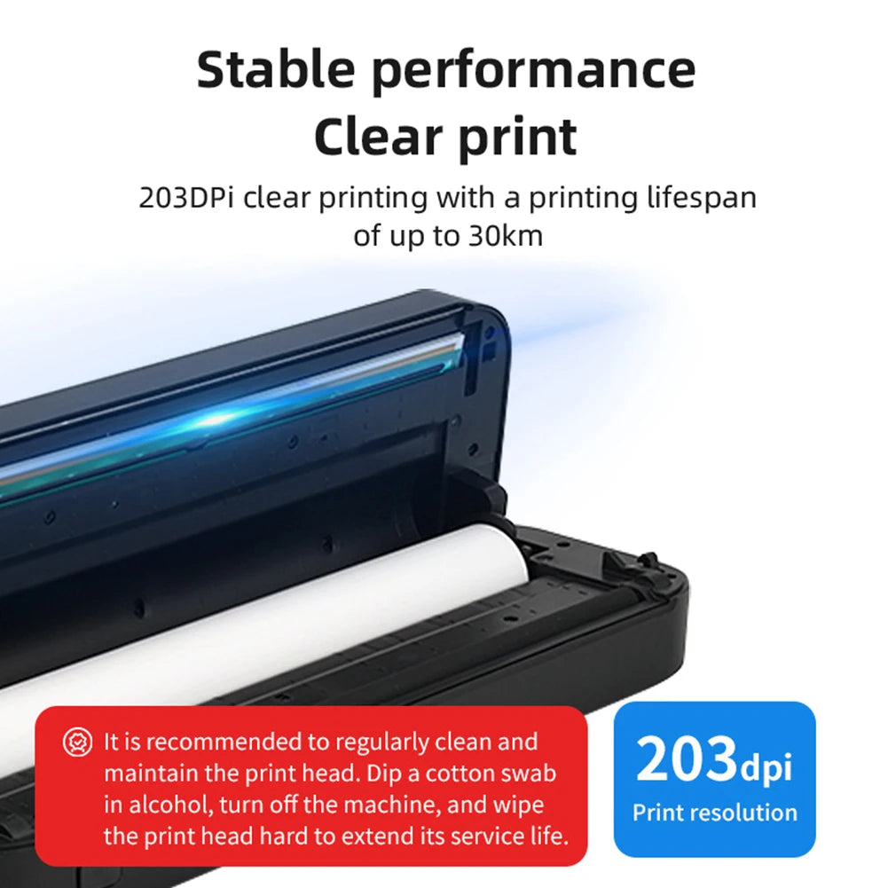 Printiup A4 Pro – Imprimante Thermique Wi-Fi & USB-C Mobile – Bluetooth Sans Encre – Mini Imprimante Mobile avec Papier Inclus pour Bureau & Maison