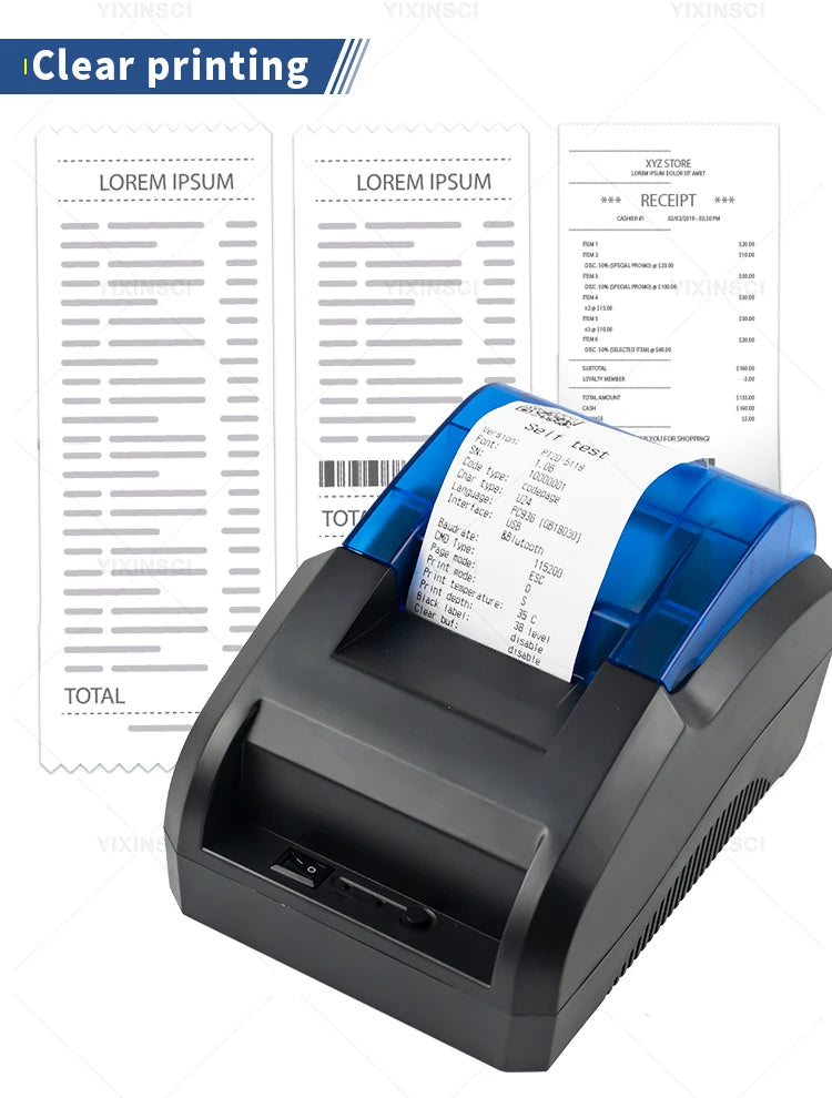 Printiup POS Flex - Imprimante Thermique Caisse 58 mm – Bluetooth & USB – Compatible iOS, Android, Windows & Mac