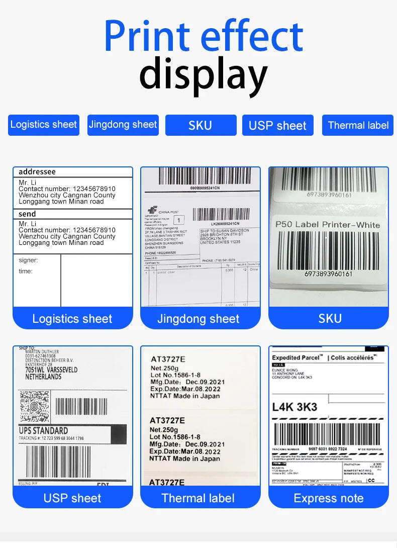 Printiup Label Go - Imprimante Thermique Étiquettes 4x6 Bluetooth – Compacte & Économique – Compatible iPhone, Android, Mac & Windows