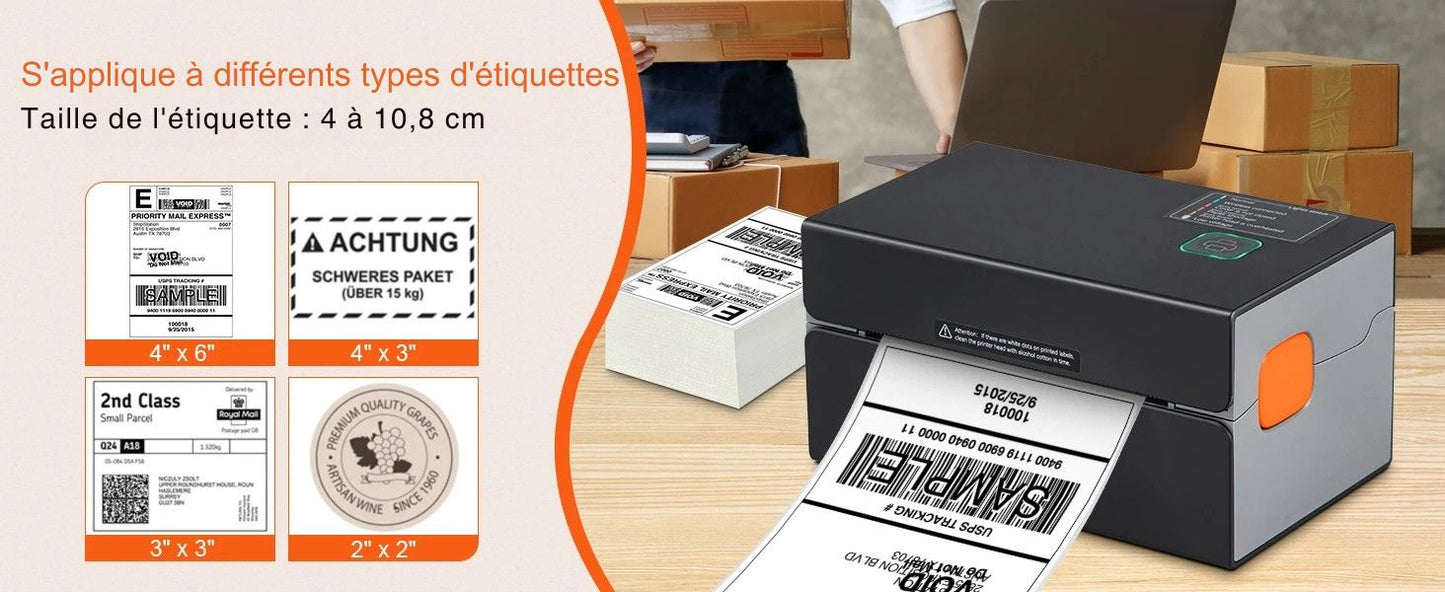 Printiup Label Edge – Imprimante Thermique Étiquettes 4x6 – Bluetooth & USB