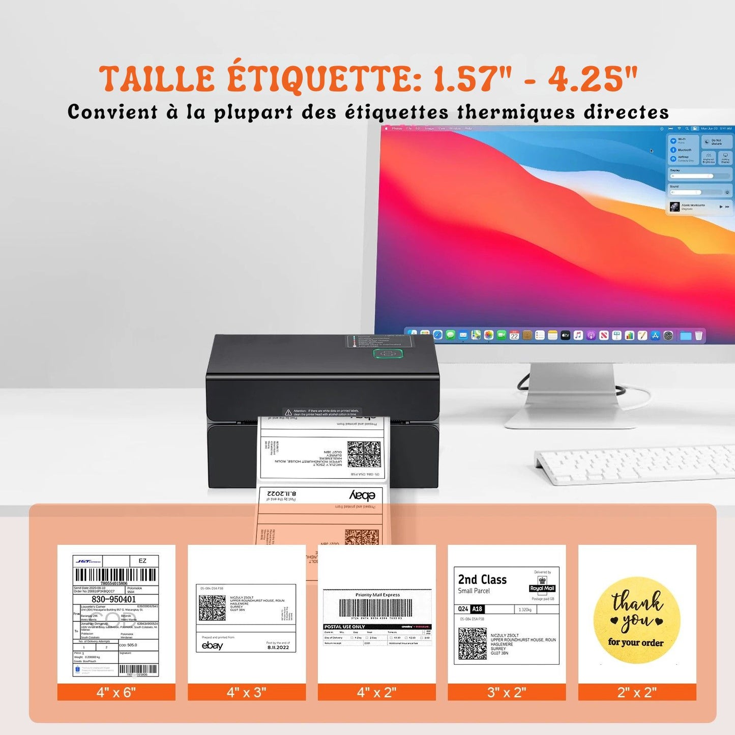 Printiup Label Edge – Imprimante Thermique Étiquettes 4x6 – Bluetooth & USB