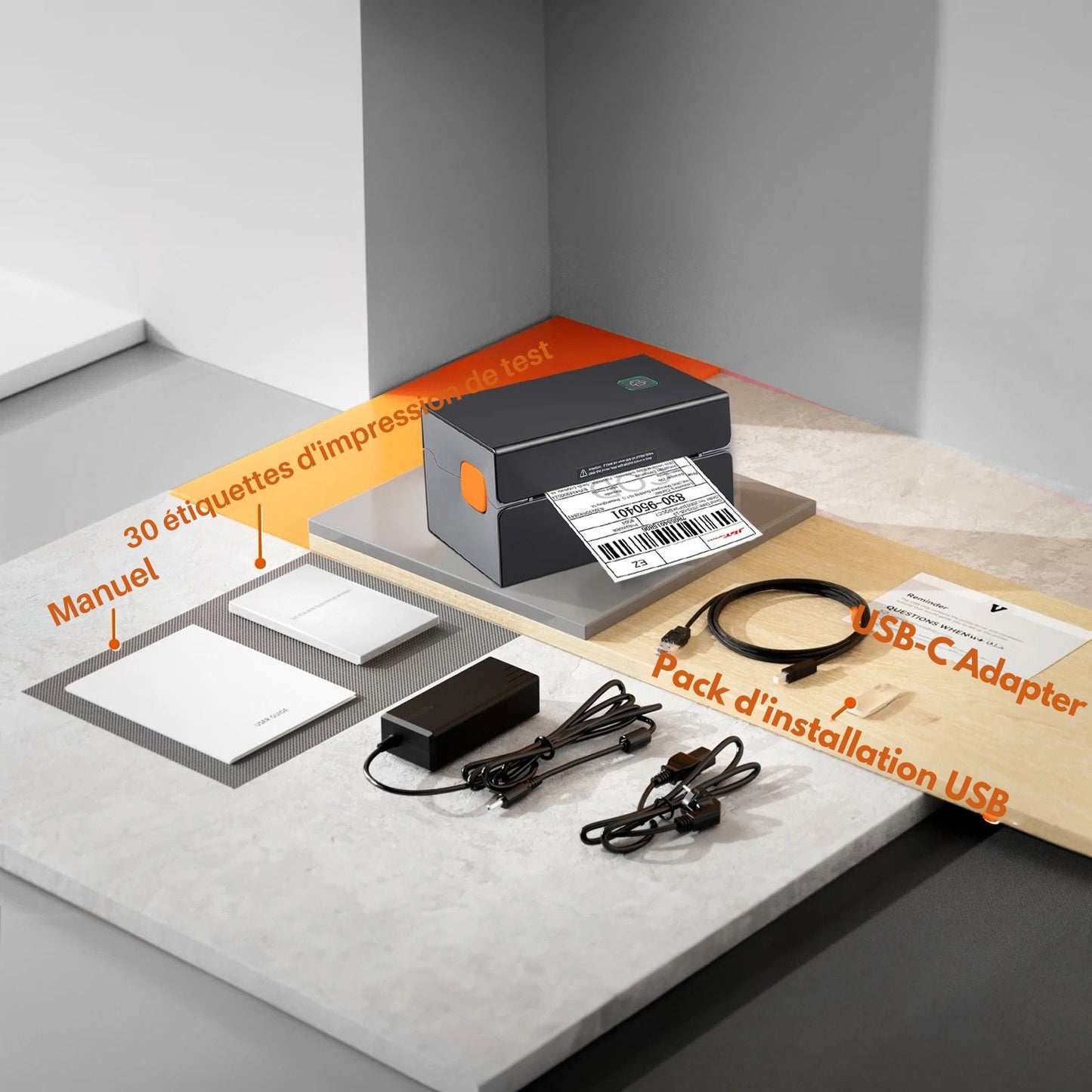 Printiup Label Edge – Imprimante Thermique Étiquettes 4x6 – Bluetooth & USB