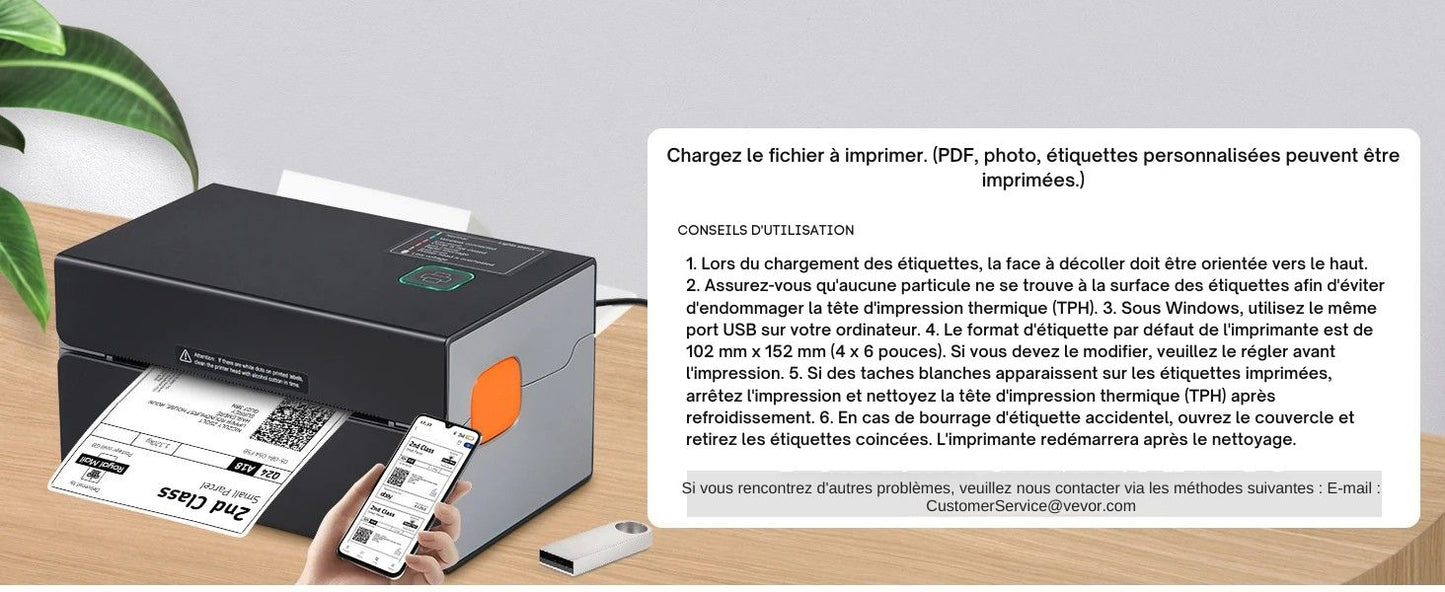 Printiup Label Edge – Imprimante Thermique Étiquettes 4x6 – Bluetooth & USB