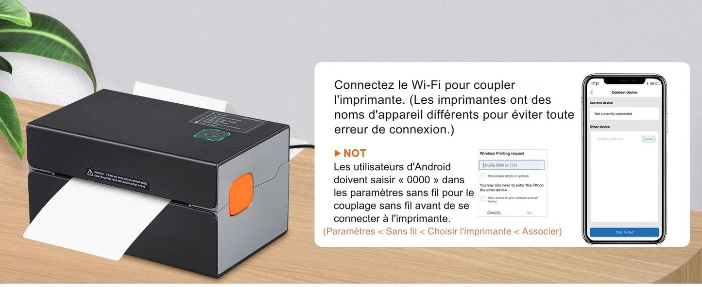 Printiup Label Edge – Imprimante Thermique Étiquettes 4x6 – Bluetooth & USB