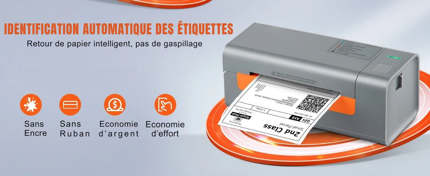 Printiup Label Flex - Imprimante Thermique Étiquettes 4x6 USB – Reconnaissance Automatique – Compatible Windows, Mac & Linux