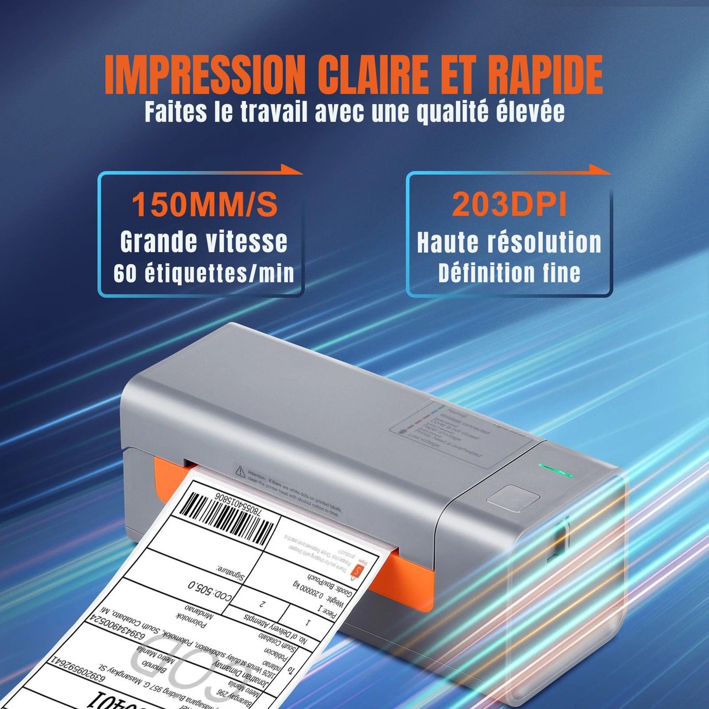 Printiup Label Flex - Imprimante Thermique Étiquettes 4x6 USB – Reconnaissance Automatique – Compatible Windows, Mac & Linux