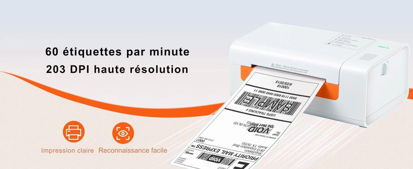 Printiup Label Smart – Imprimante Thermique Étiquettes 4x6 – USB