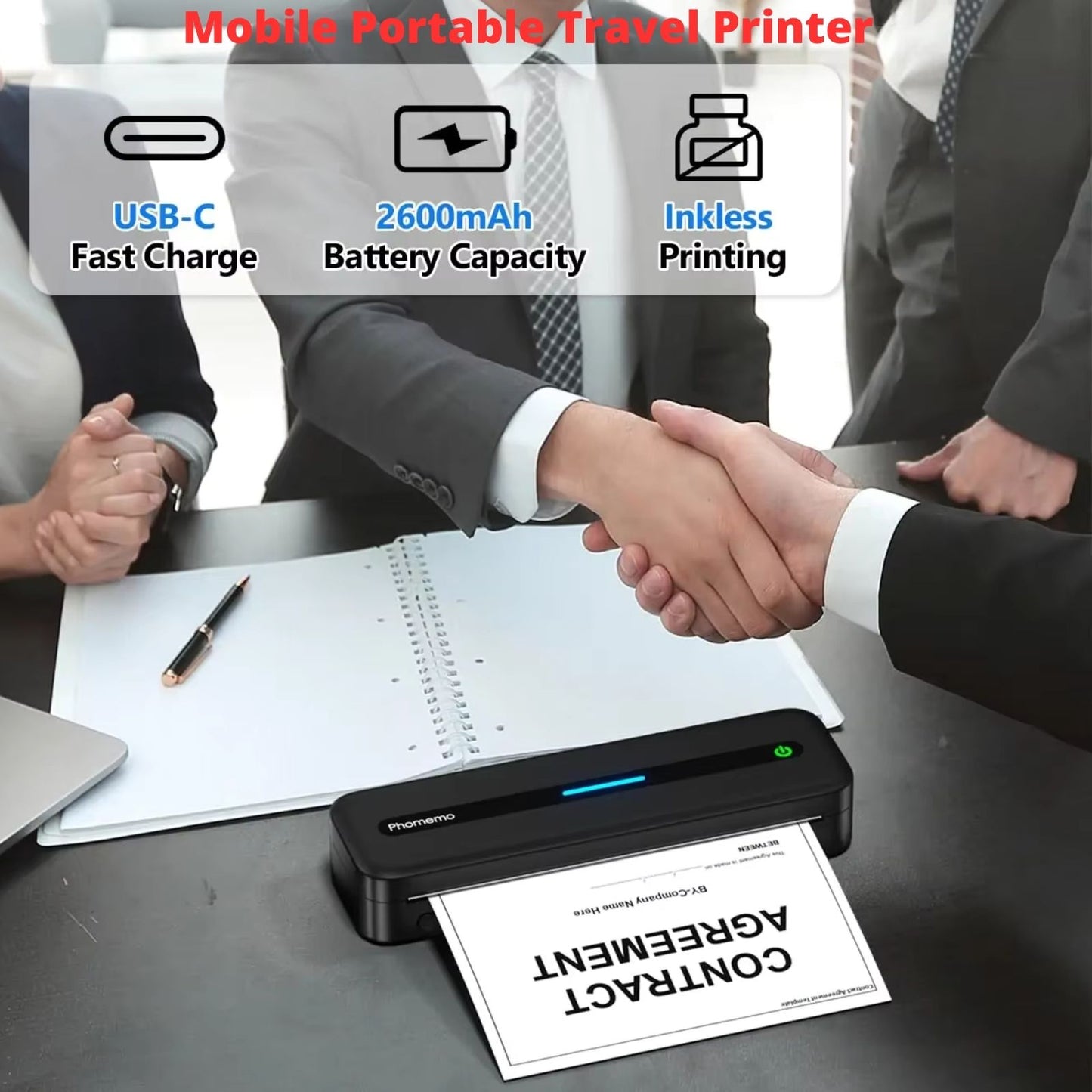 Printiup Core – Imprimante Thermique Portable Sans Encre A4 & Letter – Bluetooth Sans Fil