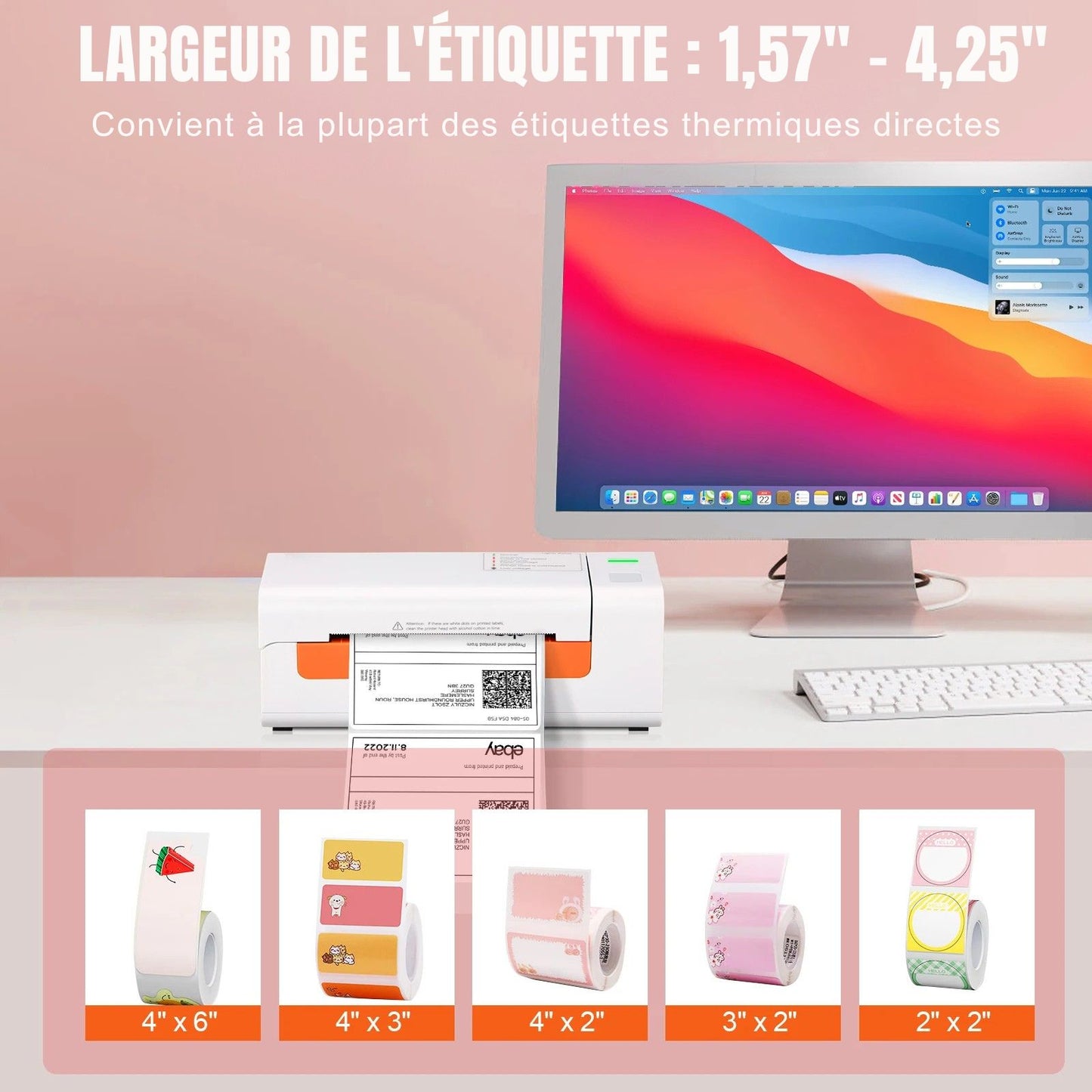 Printiup Label Smart – Imprimante Thermique Étiquettes 4x6 – USB